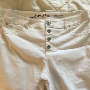 INC button fly ankle length fringe jeans size 12